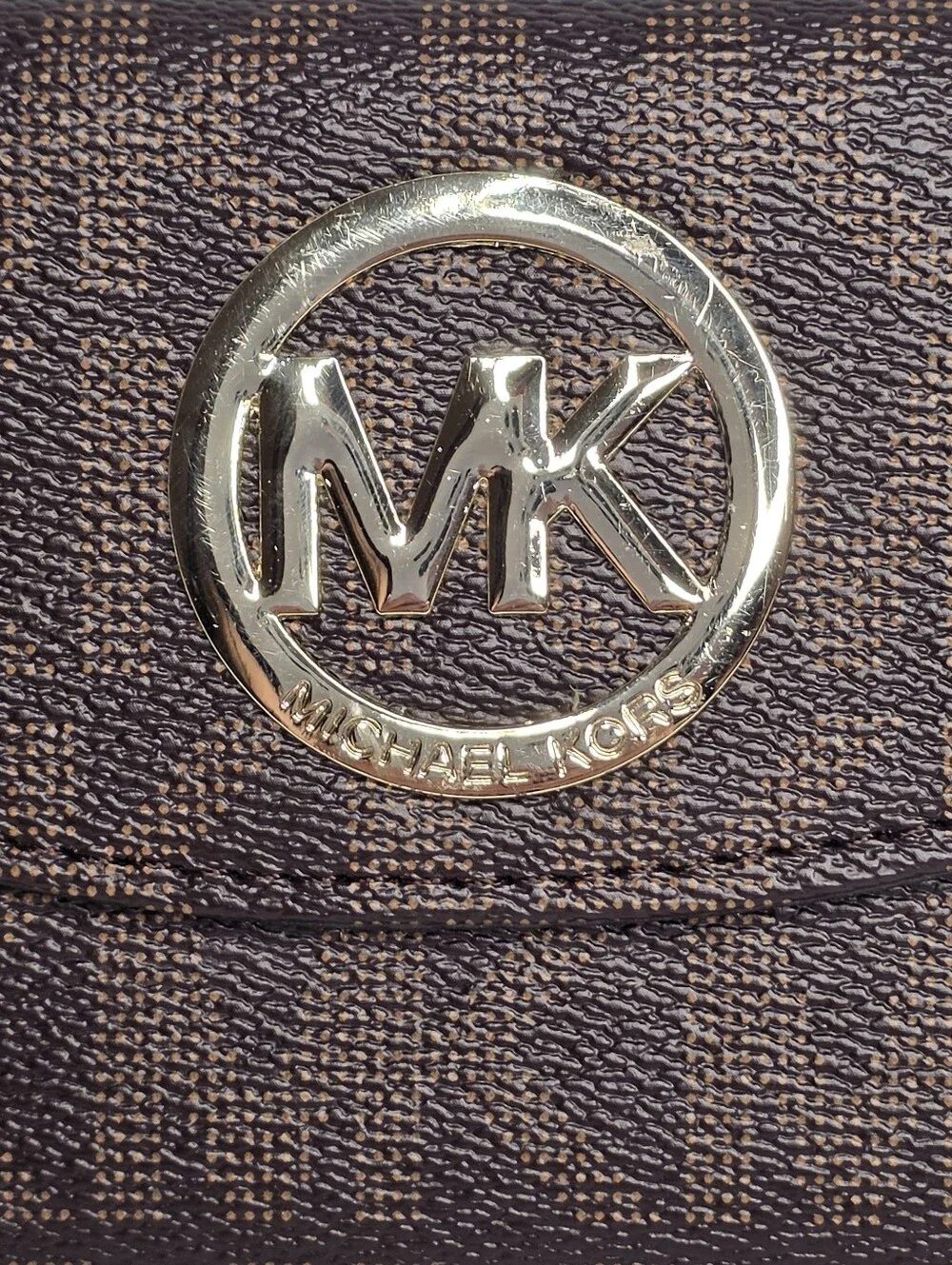 Michael Kors Wallet Brown Signature Coated Canvas Fulton Flap Carryall
